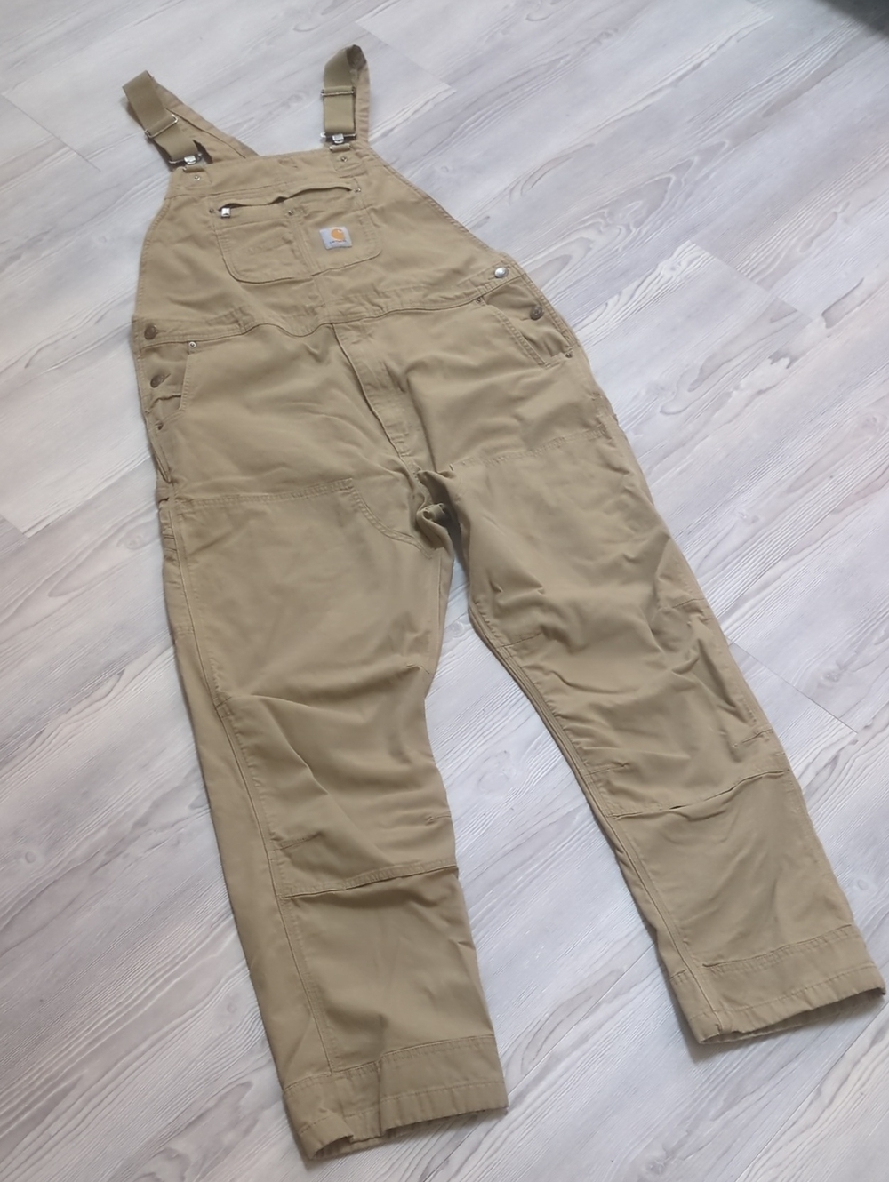 Carhartt R28 BRN Duck Canvas Double Knee Bib Overalls Brown 42x34 Workwear